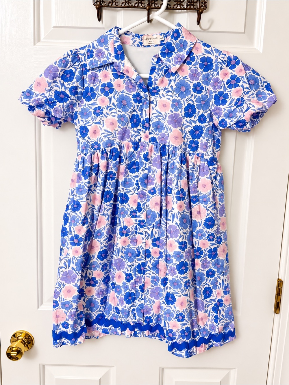 Toddler Floral Polo Dress in Blue & Pink
